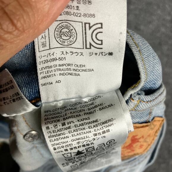 Levi's 513 Jeans Mens 30x32 Light Wash Slim Straight Fit Stretch Denim Pants - Picture 2 of 12